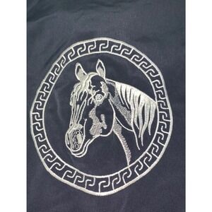 Ranchero Mens Black Short Sleeve Embroidered Horse Western Button Down Shirt Vtg